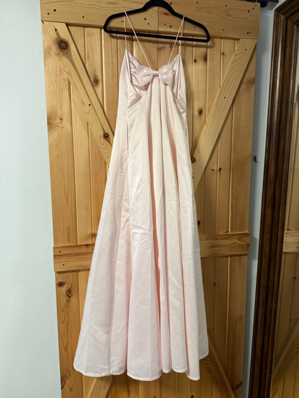 I LOVE PRETTY Pink Satin Spaghetti Strap A-Line Formal Dress Size M